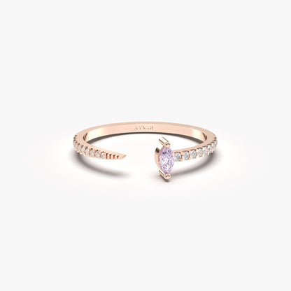 18K Gold Marquise Cut Lavender and Cz Ring - 2S232LAV