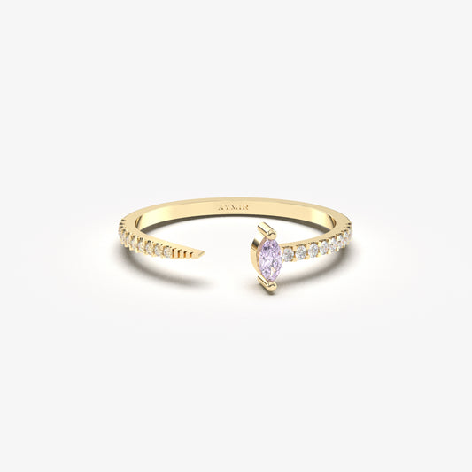 18K Gold Marquise Cut Lavender and Cz Ring - 2S232LAV