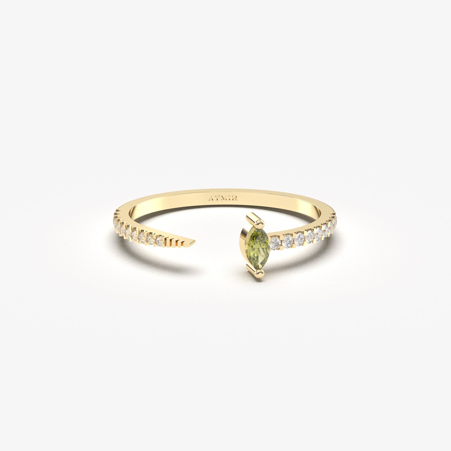 18K Gold Marquise Cut Peridot and Diamond Ring - 2S232PER