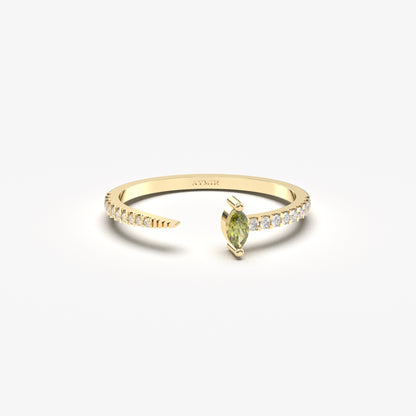 18K Gold Marquise Cut Peridot and Diamond Ring - 2S232PER