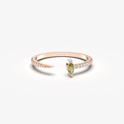 18K Gold Marquise Cut Peridot and Diamond Ring - 2S232PER