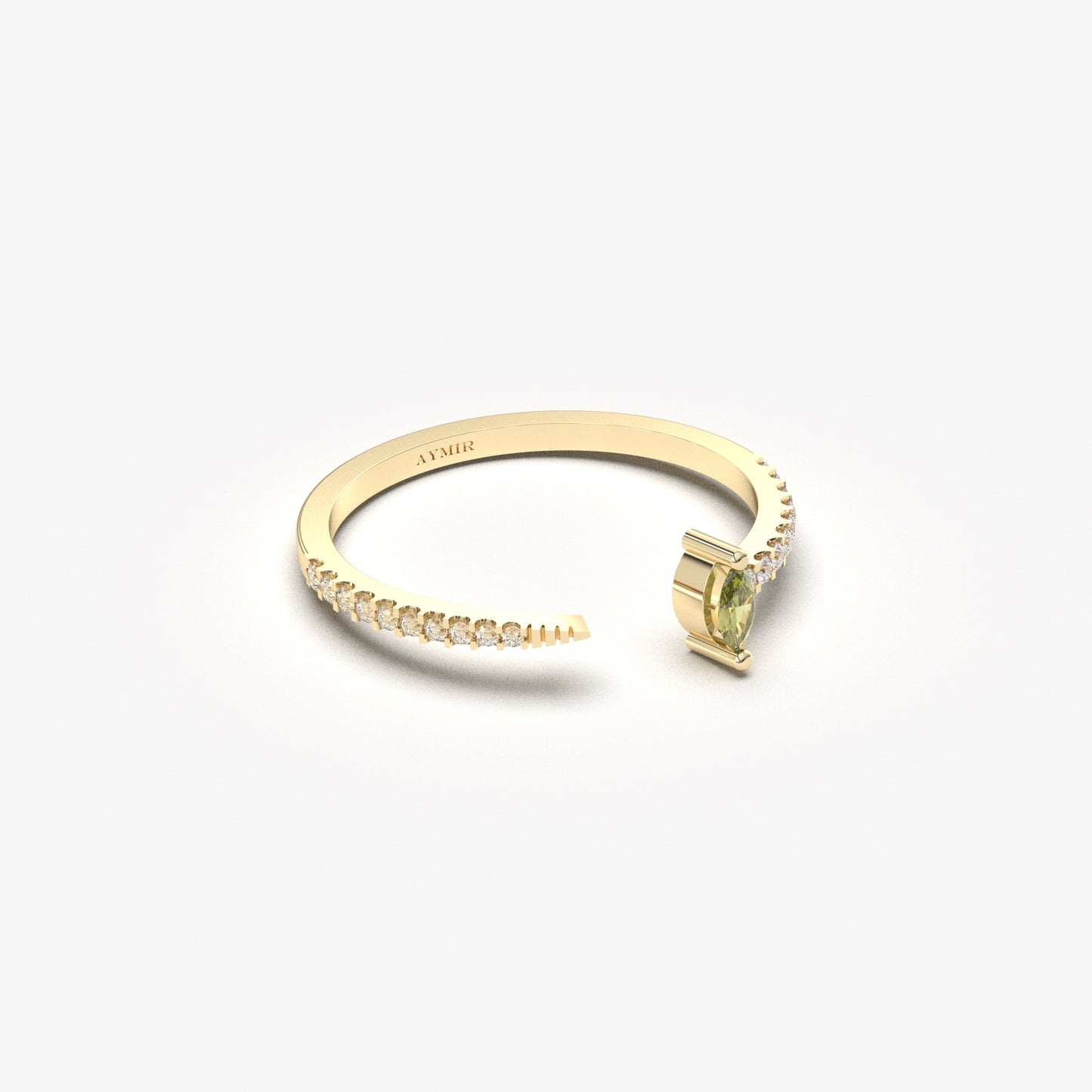 18K Gold Marquise Cut Peridot and Diamond Ring - 2S232PER