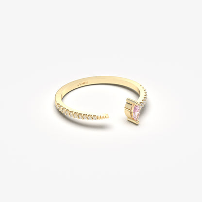 18K Gold Marquise Cut Pink and Cz Ring - 2S232PNK