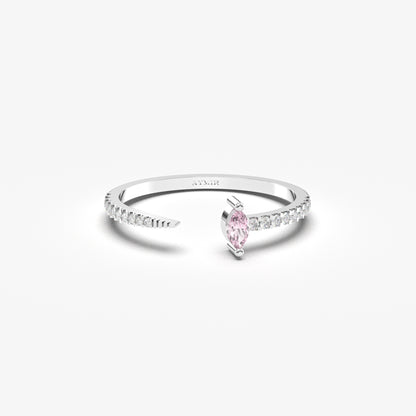 18K Gold Marquise Cut Pink and Cz Ring - 2S232PNK