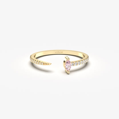 18K Gold Marquise Cut Pink and Cz Ring - 2S232PNK