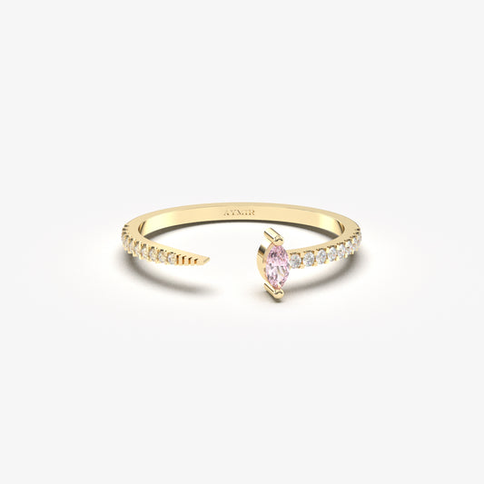 18K Gold Marquise Cut Pink and Cz Ring - 2S232PNK