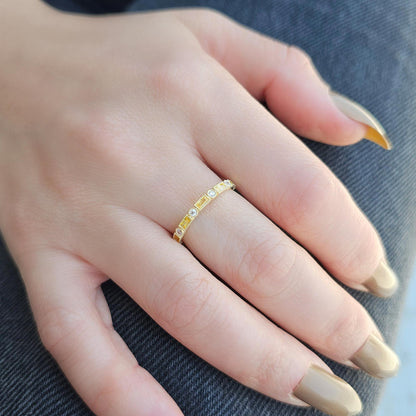 18K Gold Baguette Cut Citrine and Cz Ring - 2S233CIT