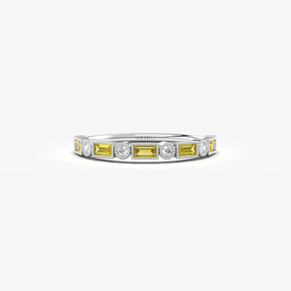18K Gold Baguette Cut Citrine and Cz Ring - 2S233CIT
