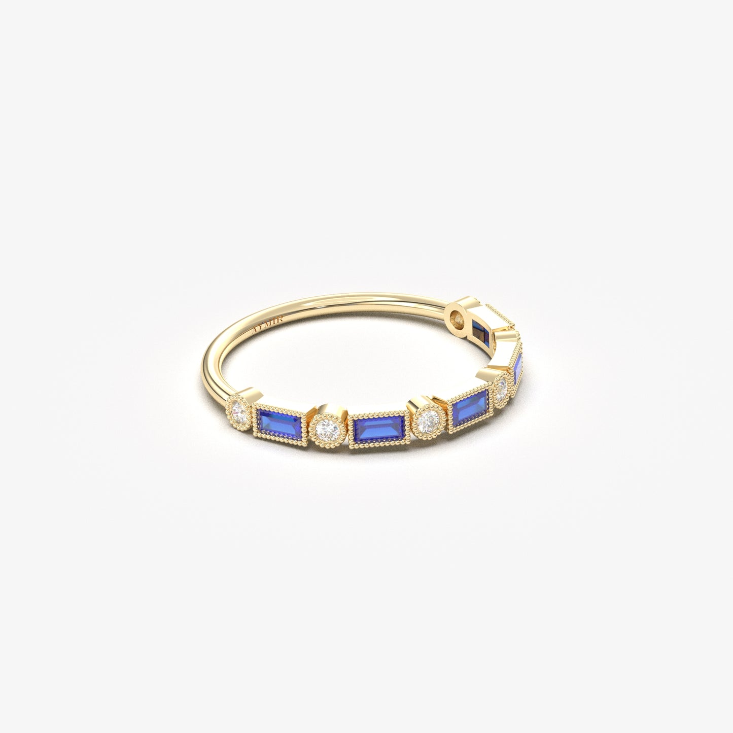 10K Gold Baguette Sapphire and Cz Ring - 2S233SAP