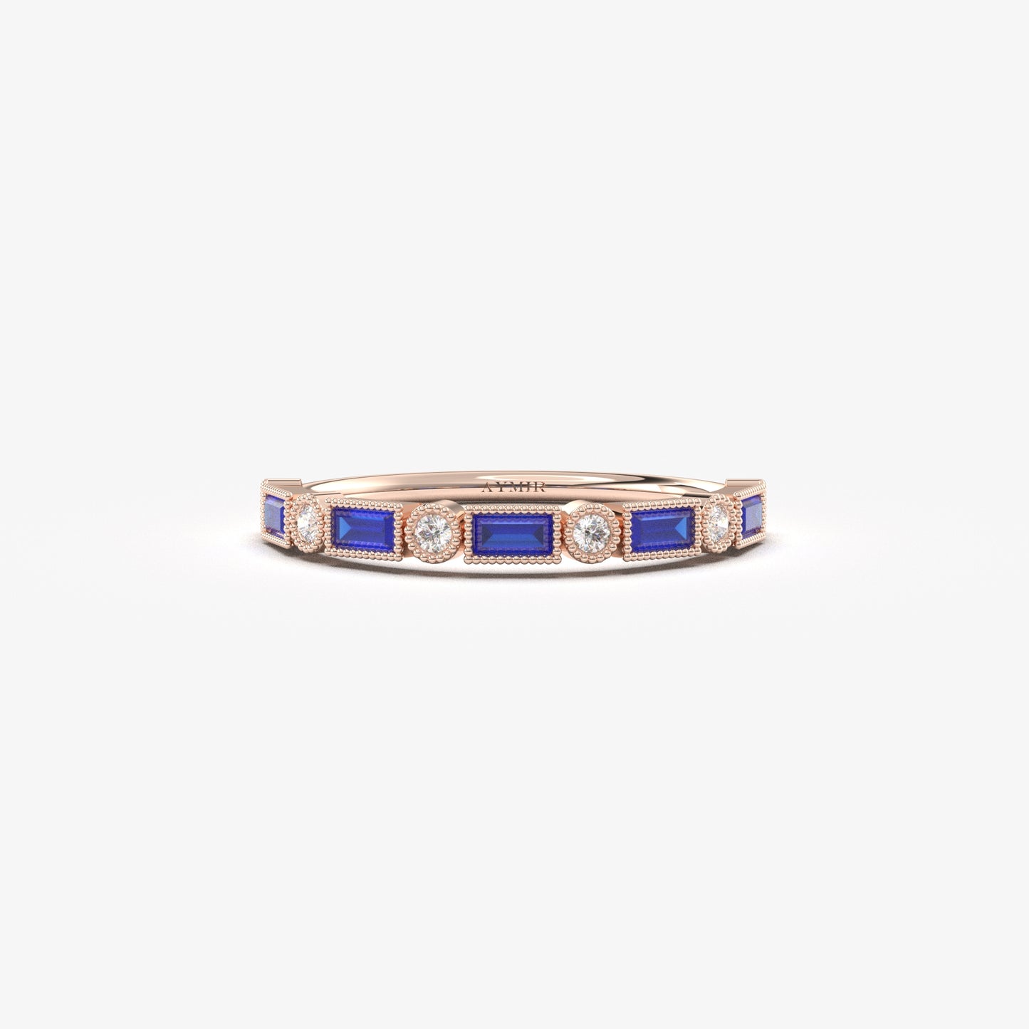 10K Gold Baguette Sapphire and Cz Ring - 2S233SAP