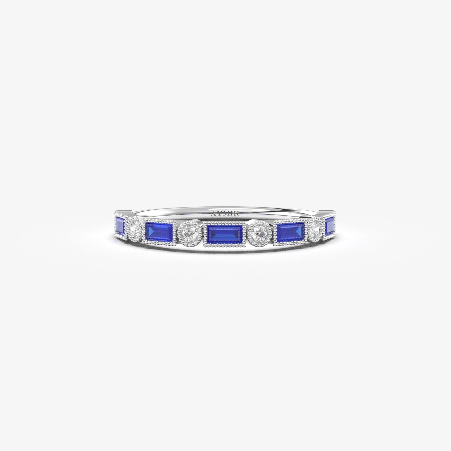 10K Gold Baguette Sapphire and Cz Ring - 2S233SAP