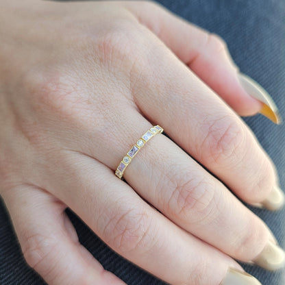 18K Gold Baguette Cut Lavender and Cz Ring - 2S233LAV