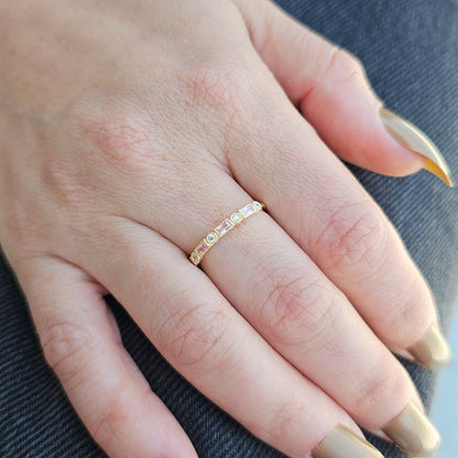 18K Gold Baguette Cut Pink and Cz Ring - 2S233PNK