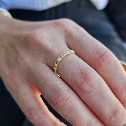 18K Gold Baguette Cut Pink and Cz Ring - 2S233PNK