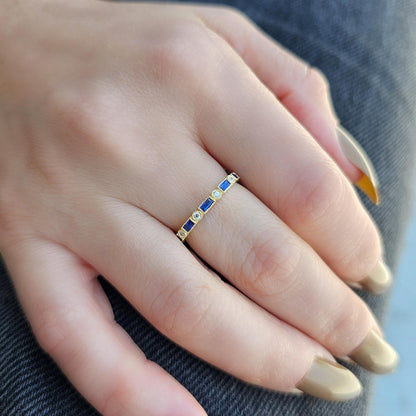 10K Gold Baguette Sapphire and Cz Ring - 2S233SAP