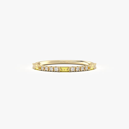 18K Gold Baguette Citrine and CZ Ring - 2S241CIT