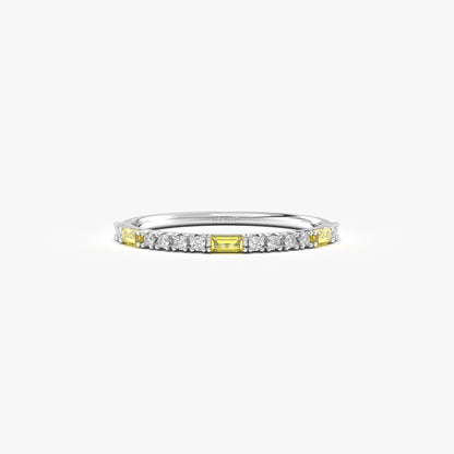 18K Gold Baguette Citrine and CZ Ring - 2S241CIT