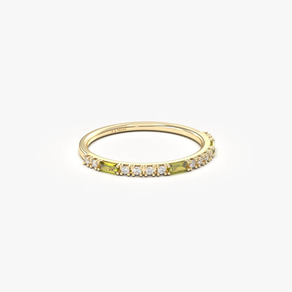 18K Gold Baguette Cut Peridot and Cz Ring - 2S241PER