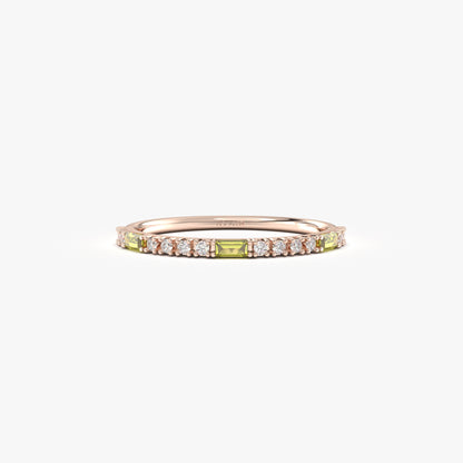 10K Gold Baguette Cut Peridot and Diamond Ring - 2S241PER