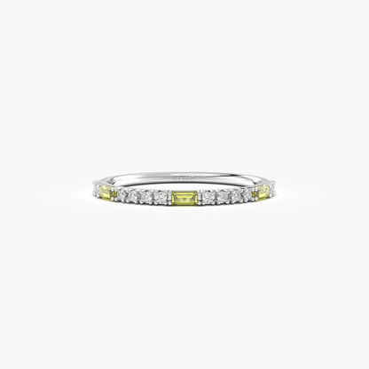 18K Gold Baguette Cut Peridot and Cz Ring - 2S241PER