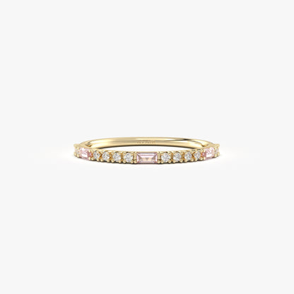 Anillo de oro de 18 quilates con corte baguette, circonitas rosas y circonitas - 2S241PNK