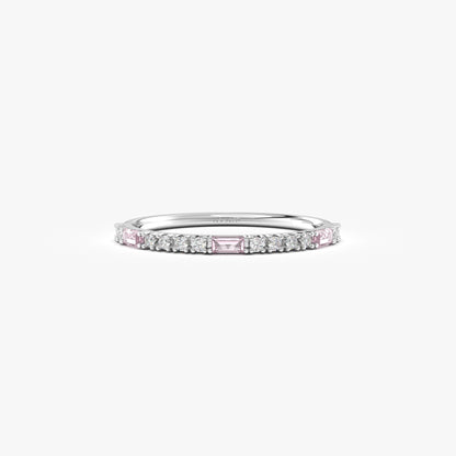 Anillo de oro de 18 quilates con corte baguette, circonitas rosas y circonitas - 2S241PNK