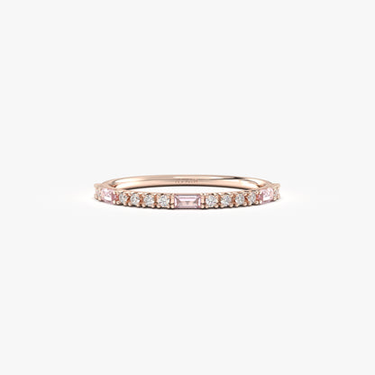 Anillo de oro de 18 quilates con corte baguette, circonitas rosas y circonitas - 2S241PNK