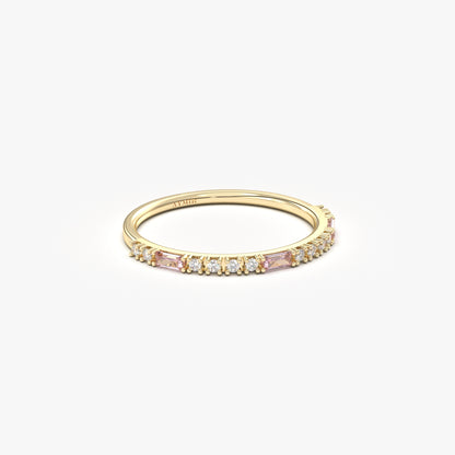 Anillo de oro de 18 quilates con corte baguette, circonitas rosas y circonitas - 2S241PNK