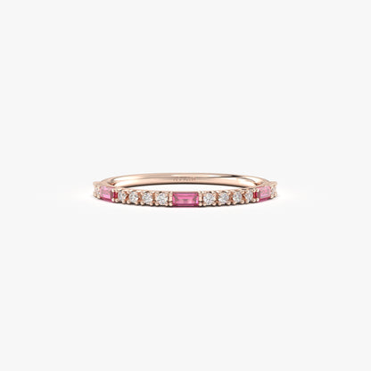 18K Gold Baguette Cut Ruby and Diamond Ring - 2S241RBY