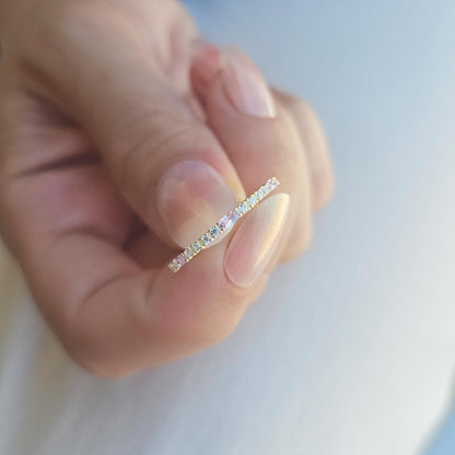 Anillo de oro de 18 quilates con corte baguette, circonitas rosas y circonitas - 2S241PNK