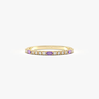 18K Gold Marquise Cut Amethyst and Cz Ring - 2S243AME