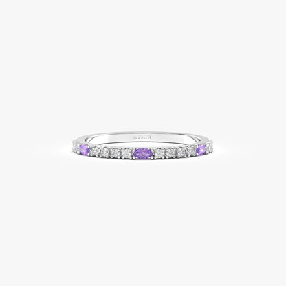 18K Gold Marquise Cut Amethyst and Cz Ring - 2S243AME