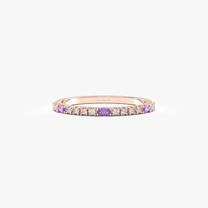 18K Gold Marquise Cut Amethyst and Cz Ring - 2S243AME