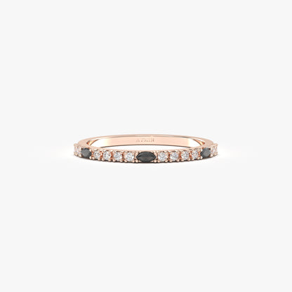10K Gold Unique Marquise Black Onyx and Cz Ring - 2S243BLK