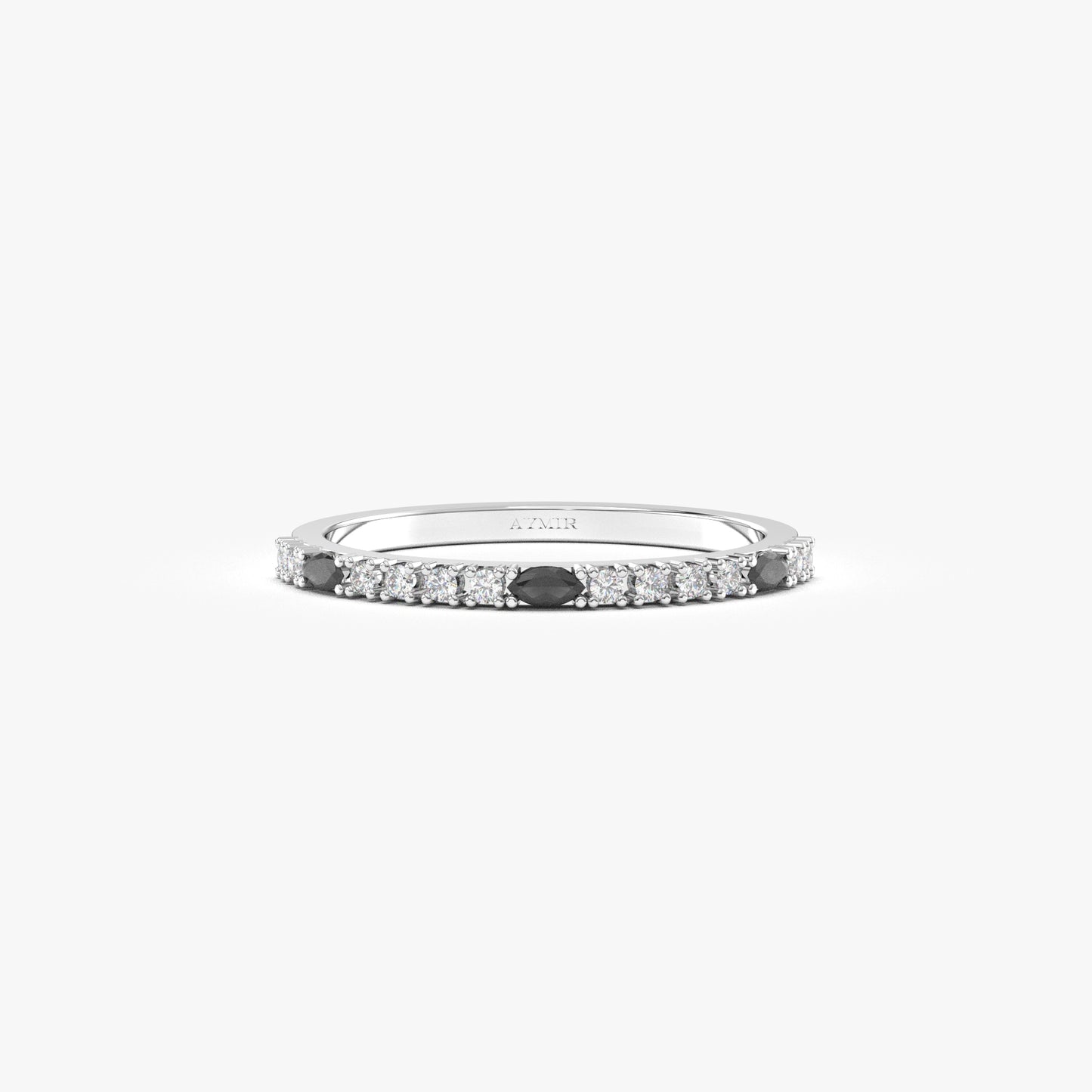 10K Gold Unique Marquise Black Onyx and Cz Ring - 2S243BLK