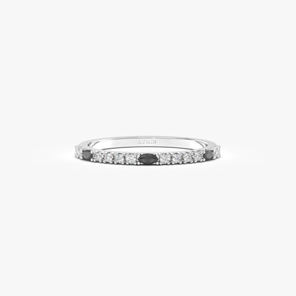 10K Gold Unique Marquise Black Onyx and Cz Ring - 2S243BLK