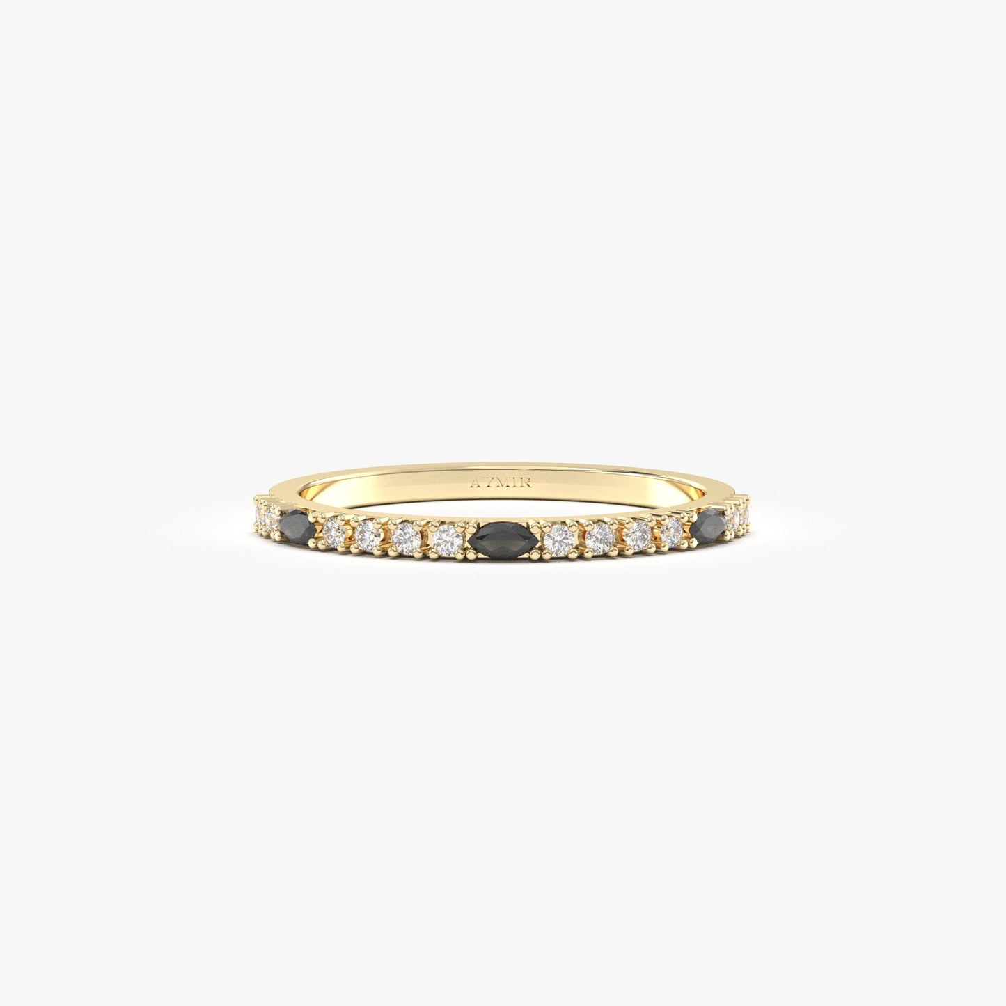 10K Gold Unique Marquise Black Onyx and Cz Ring - 2S243BLK