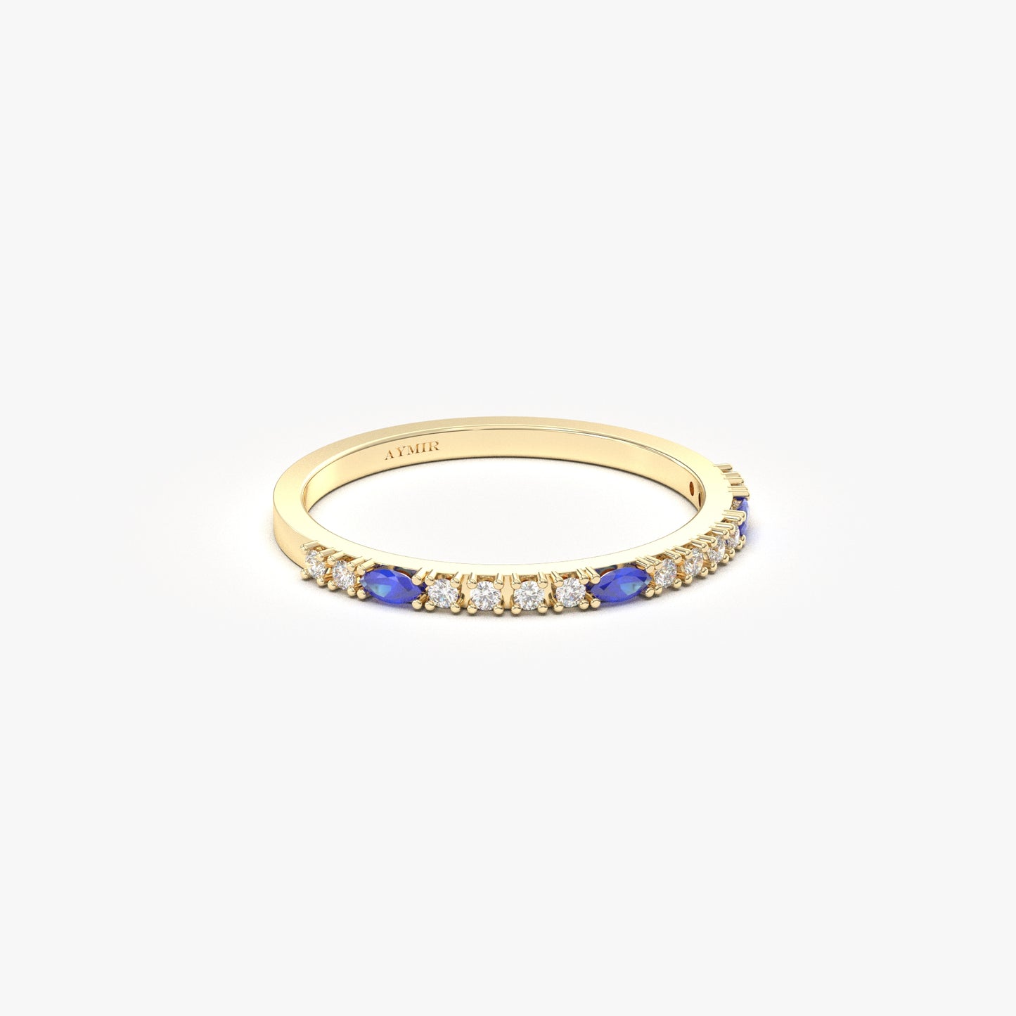 18 Karat Goldring mit Saphir und Zirkonia im Marquiseschliff – 2S243SAP