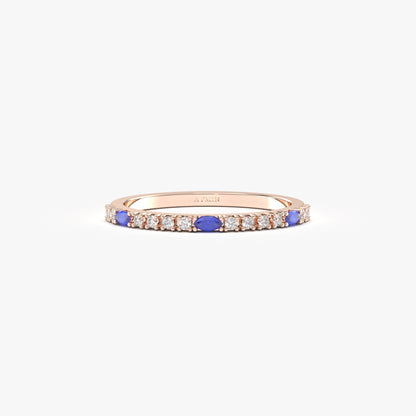 18 Karat Goldring mit Saphir und Zirkonia im Marquiseschliff – 2S243SAP