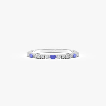18 Karat Goldring mit Saphir und Zirkonia im Marquiseschliff – 2S243SAP
