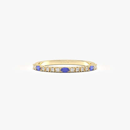 18 Karat Goldring mit Saphir und Zirkonia im Marquiseschliff – 2S243SAP