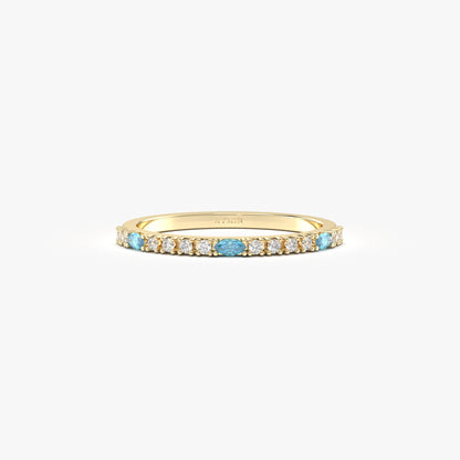 10K Gold Sky Blue Marquise Wedding Cz Band - 2S243SKY