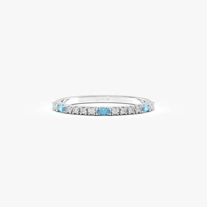 10K Gold Sky Blue Marquise Wedding Cz Band - 2S243SKY