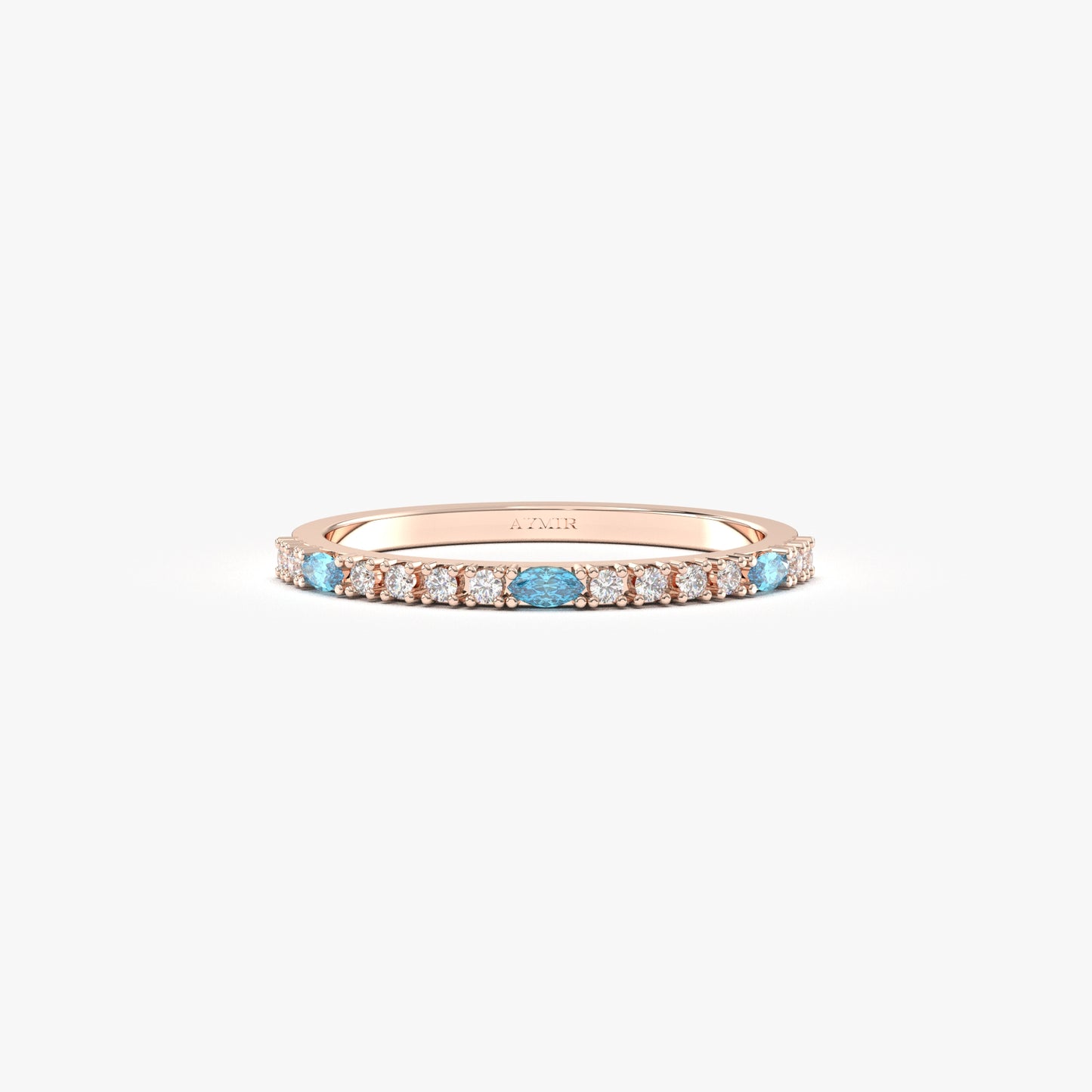 10K Gold Sky Blue Marquise Wedding Cz Band - 2S243SKY
