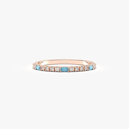 10K Gold Sky Blue Marquise Wedding Cz Band - 2S243SKY