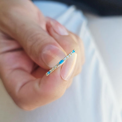 14K Gold Sky Blue Marquise Wedding Diamond Band - 2S243SKY