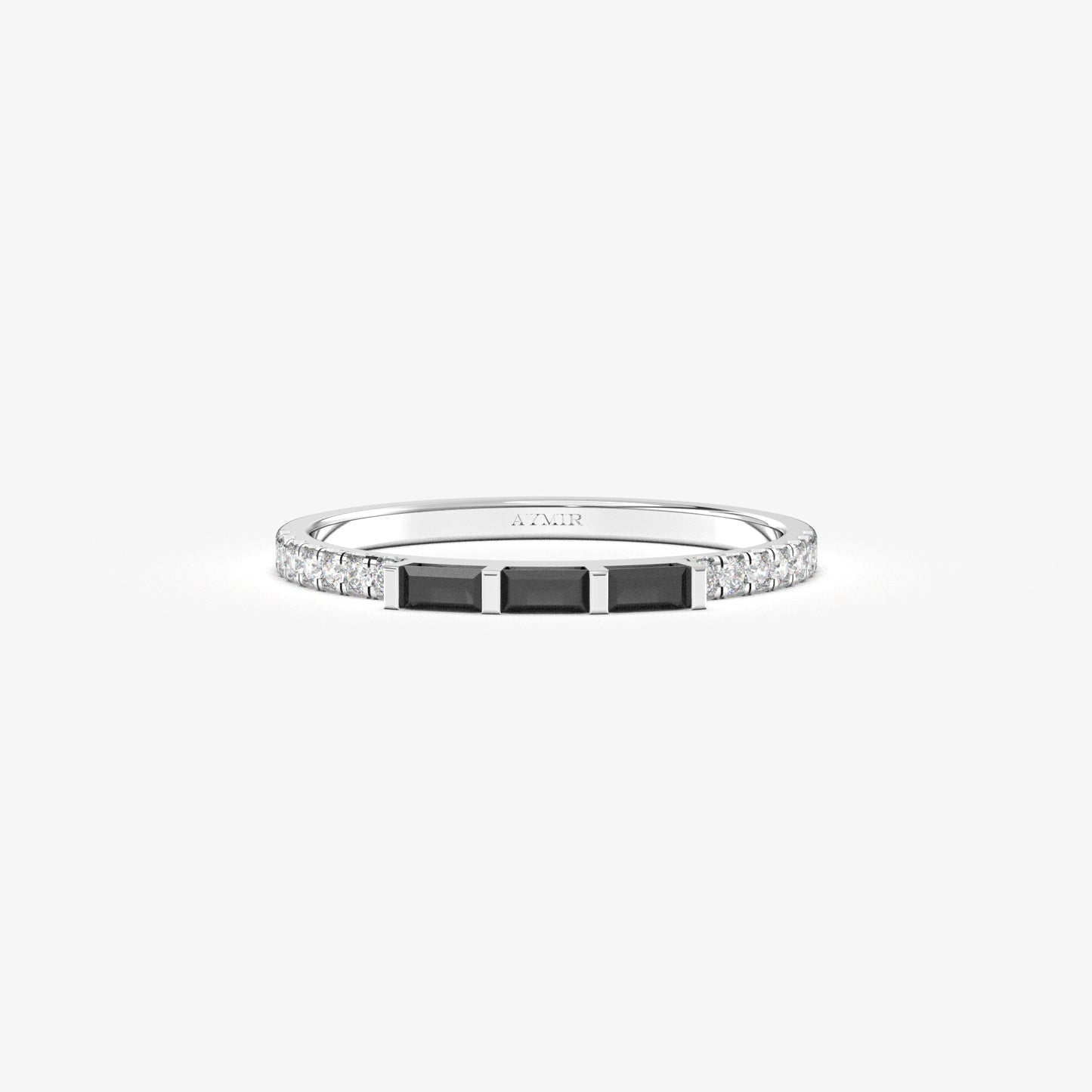 10K Gold Unique Baguette Black Onyx and Cz Ring - 2S245BLK