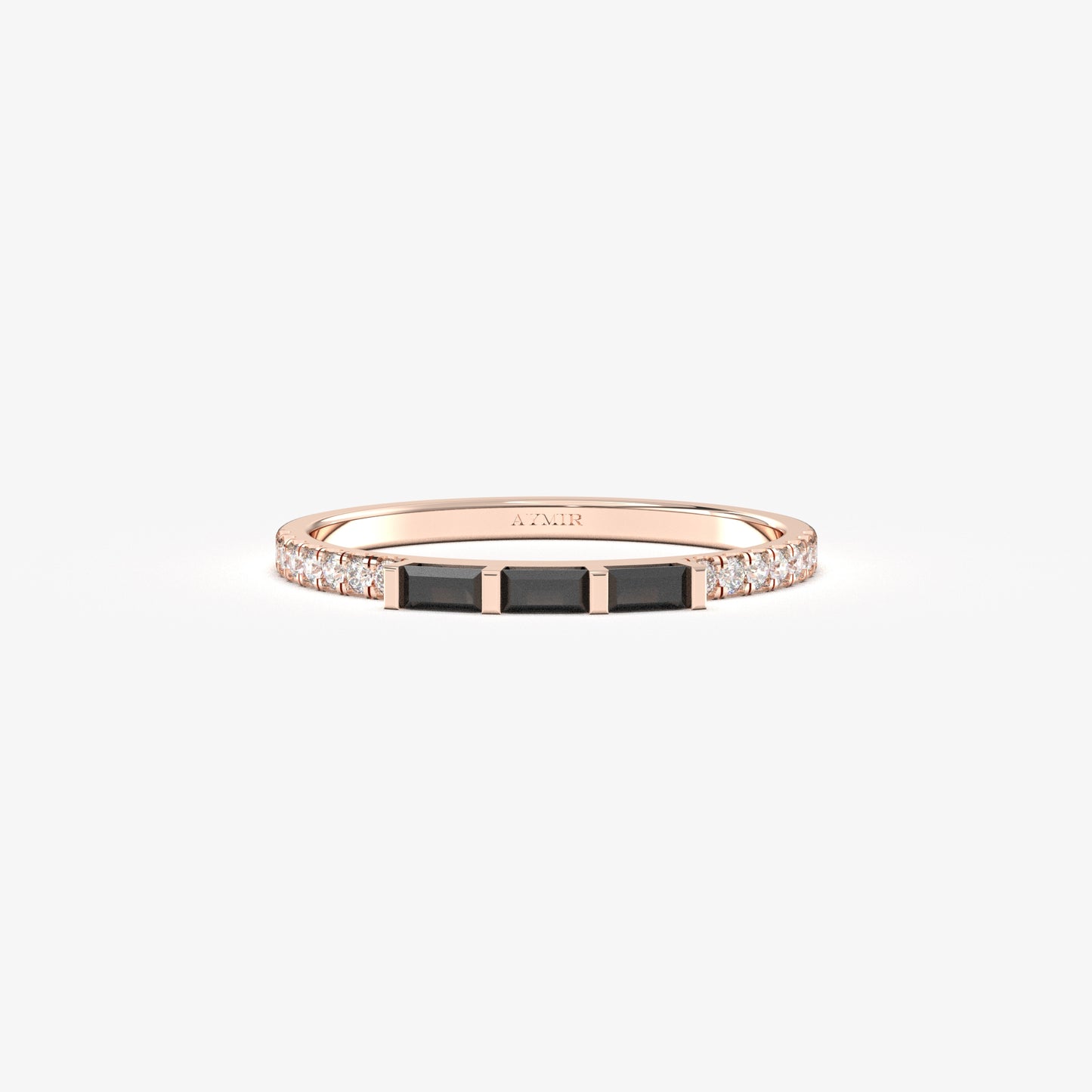 10K Gold Unique Baguette Black Onyx and Cz Ring - 2S245BLK