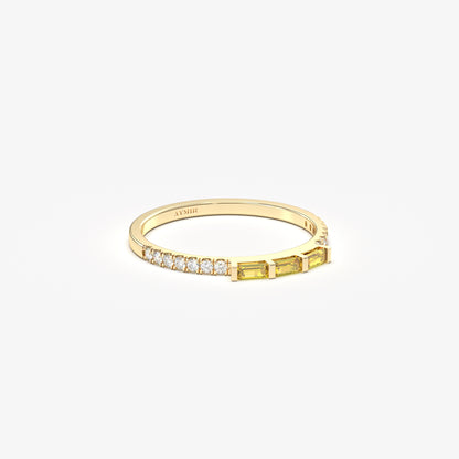 18K Gold Baguette Cut Citrine and Cz Ring - 2S245CIT