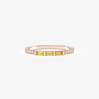 18K Gold Baguette Cut Citrine and Cz Ring - 2S245CIT